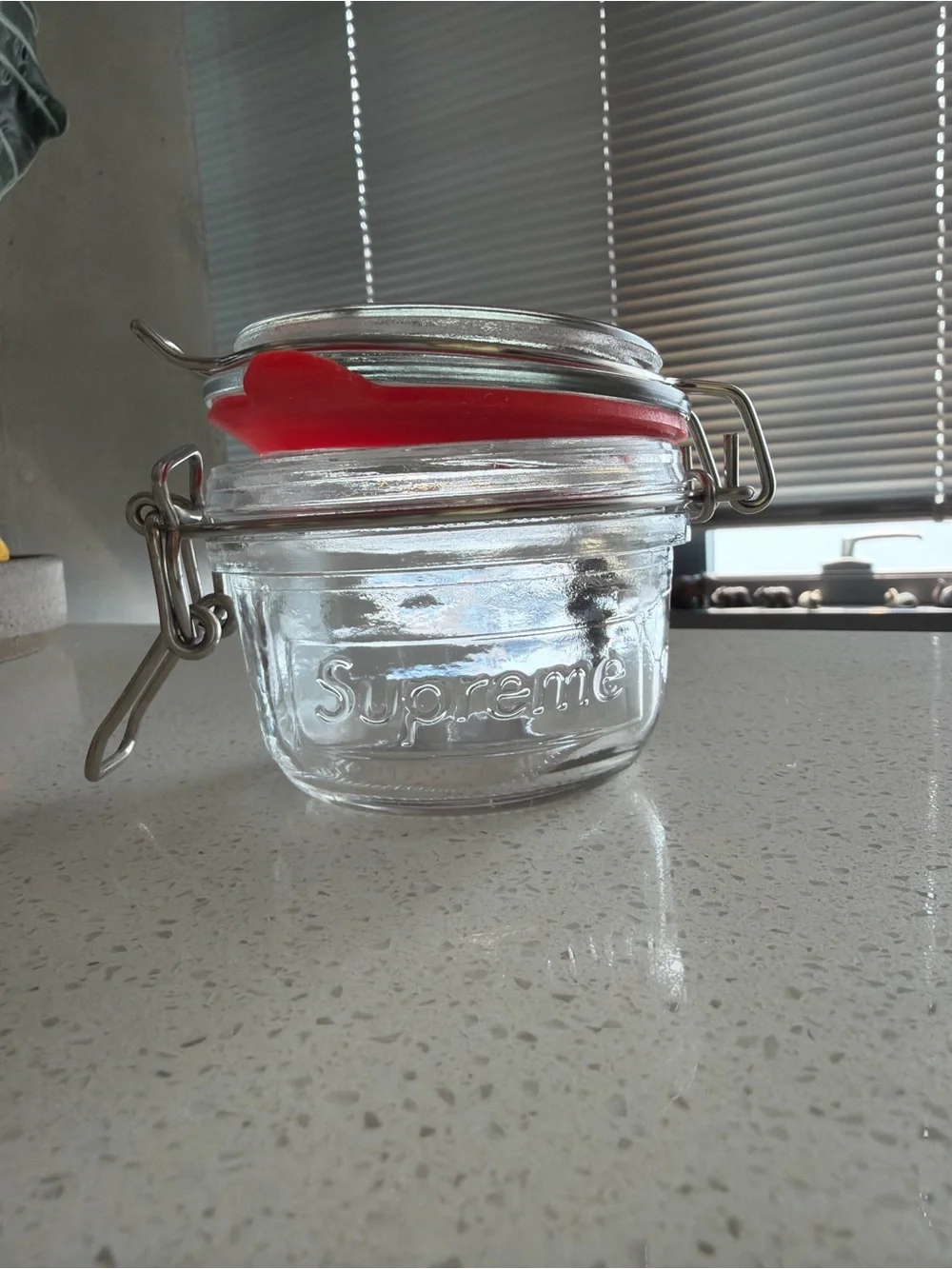 Supreme Glass Storage Jar with Red Seal and Clamp Lid
